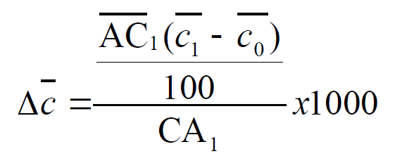 Formula calcularii influenţei modificării cotei medii de amortizare