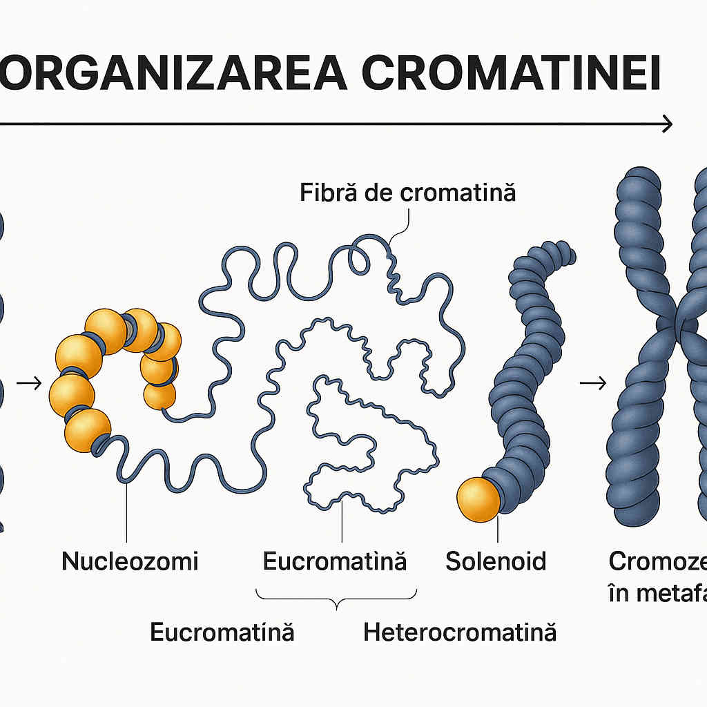 oOrganizarea cromatinei din ADN la cromozomi metafazici în nucleul celular