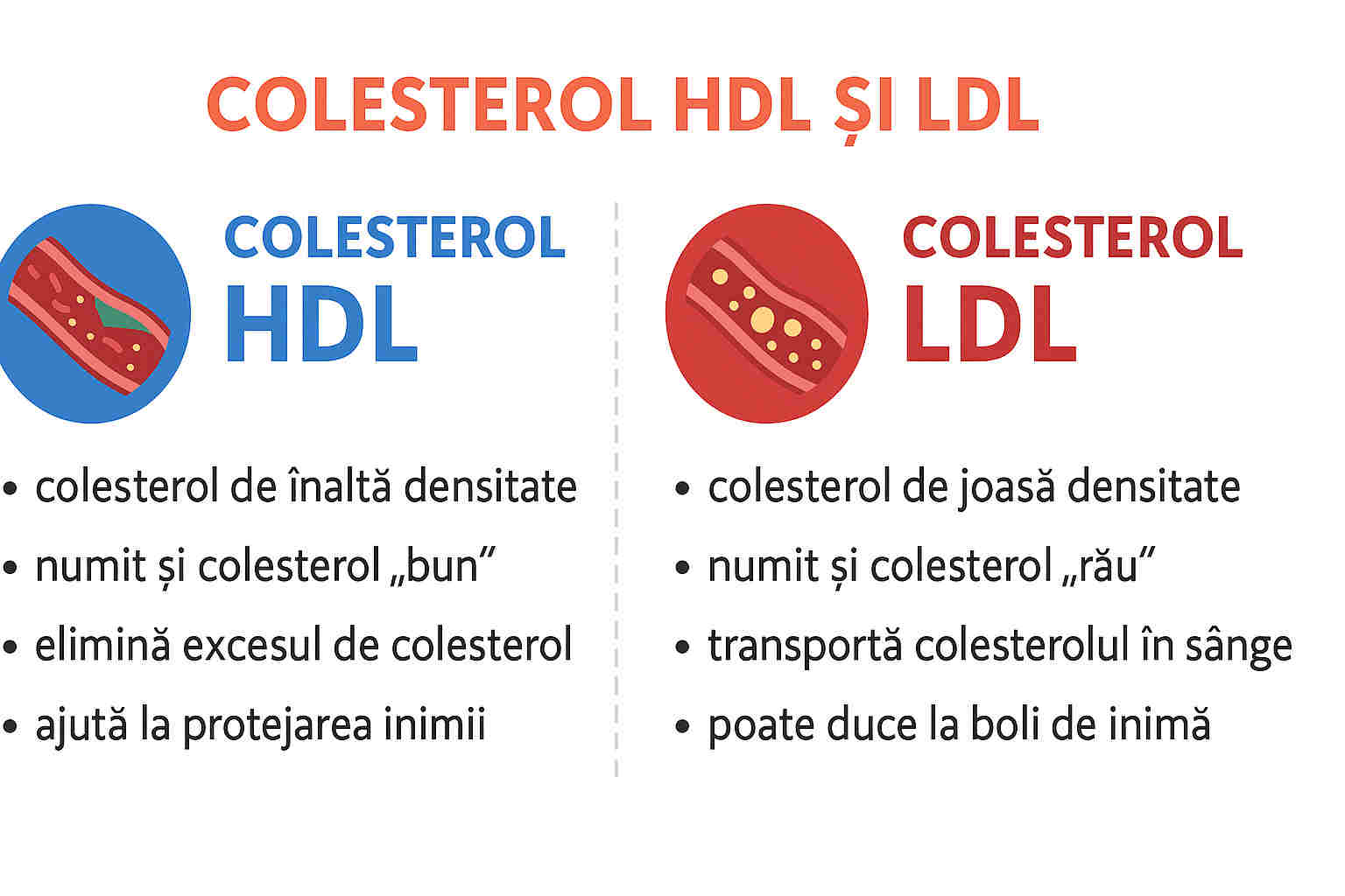 Tipuri principale de colesterol - HDL si LDL Tipuri principale de colesterol - HDL si LDL
